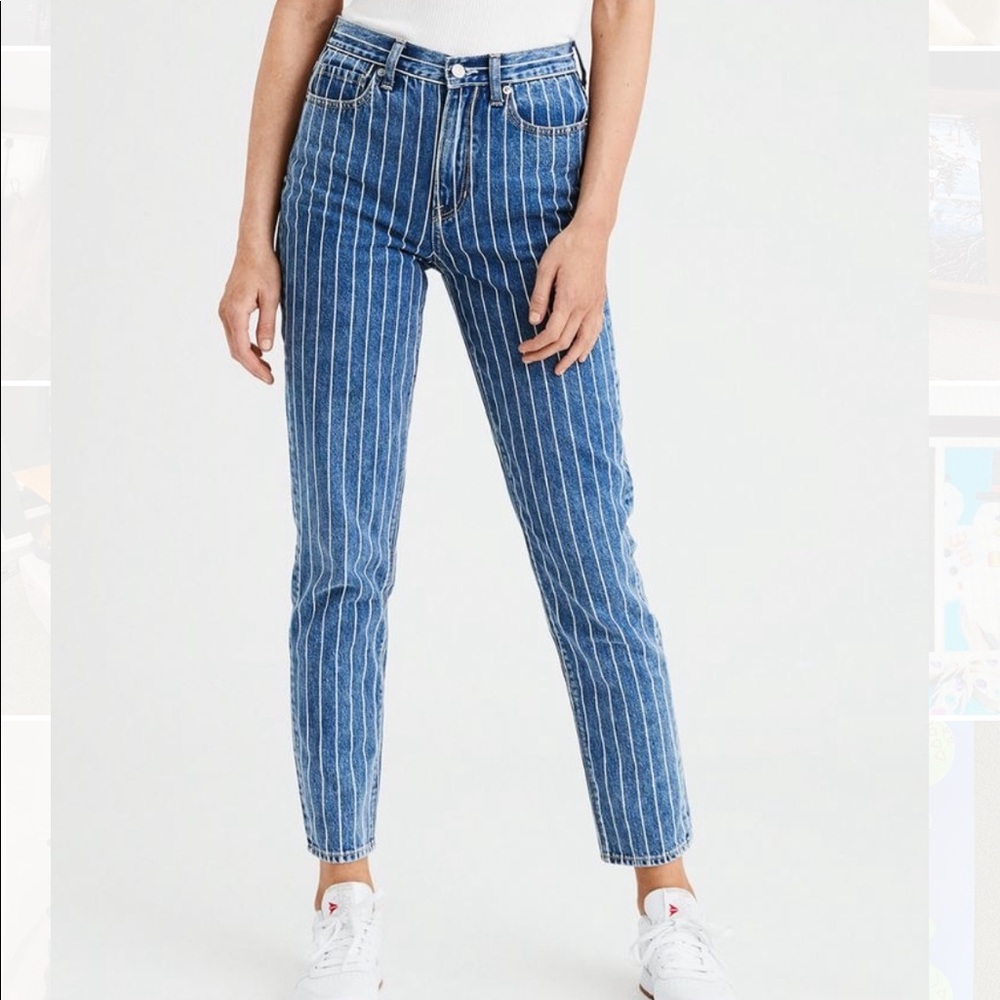 American Eagle striped mom jeans
